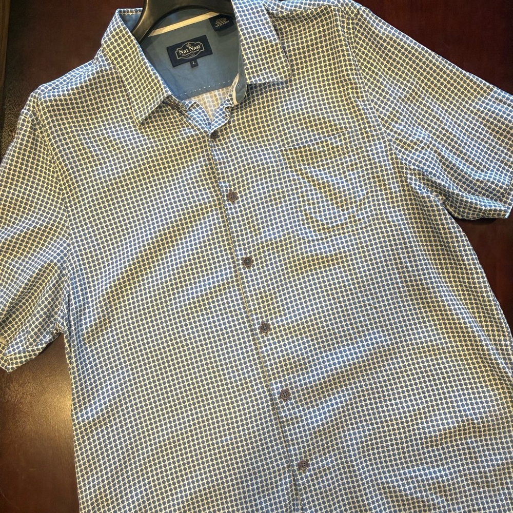 Nat Nast Men's Blue and White Checkered Shirt